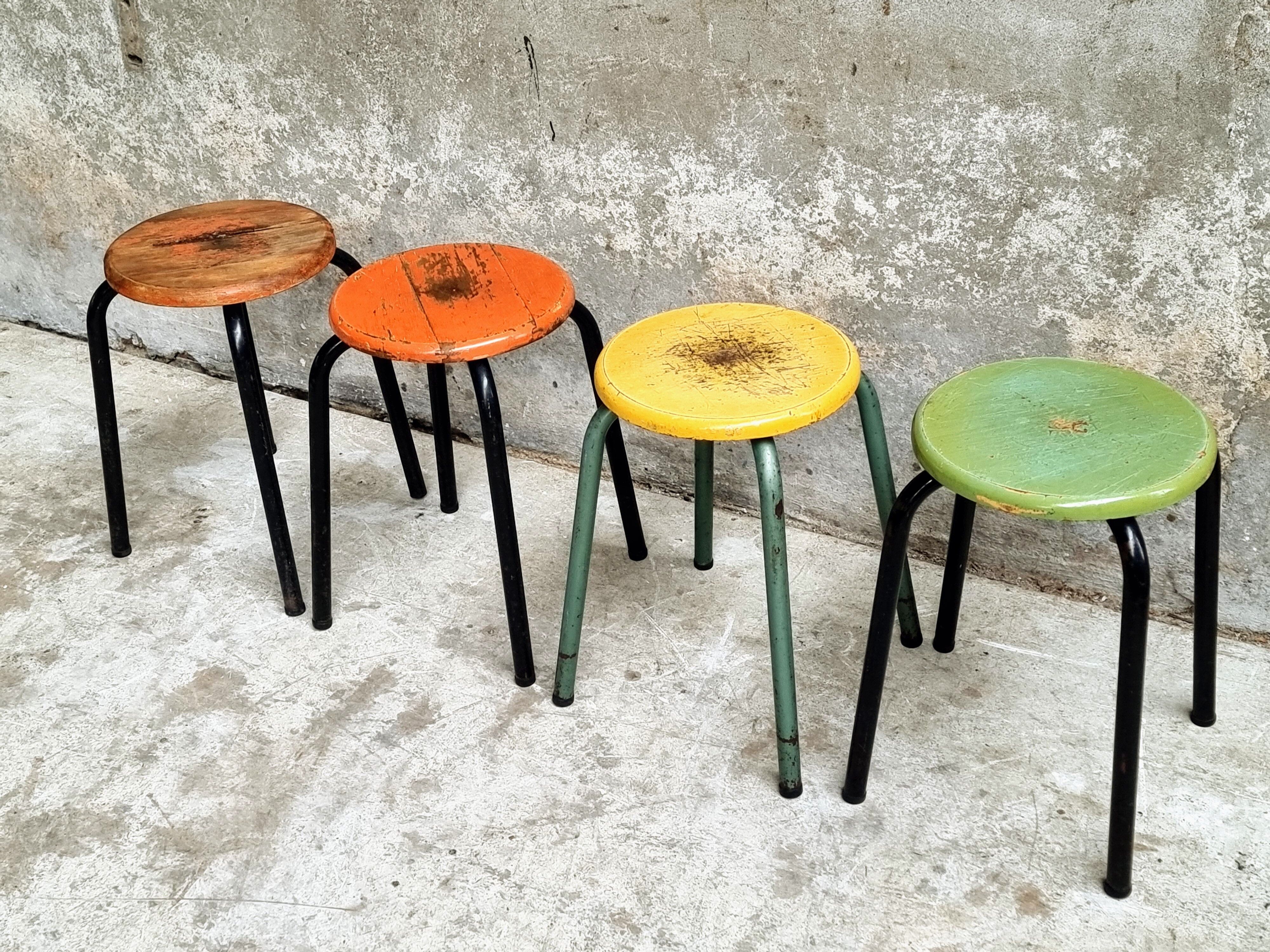 Vintage stools school stools set of 4