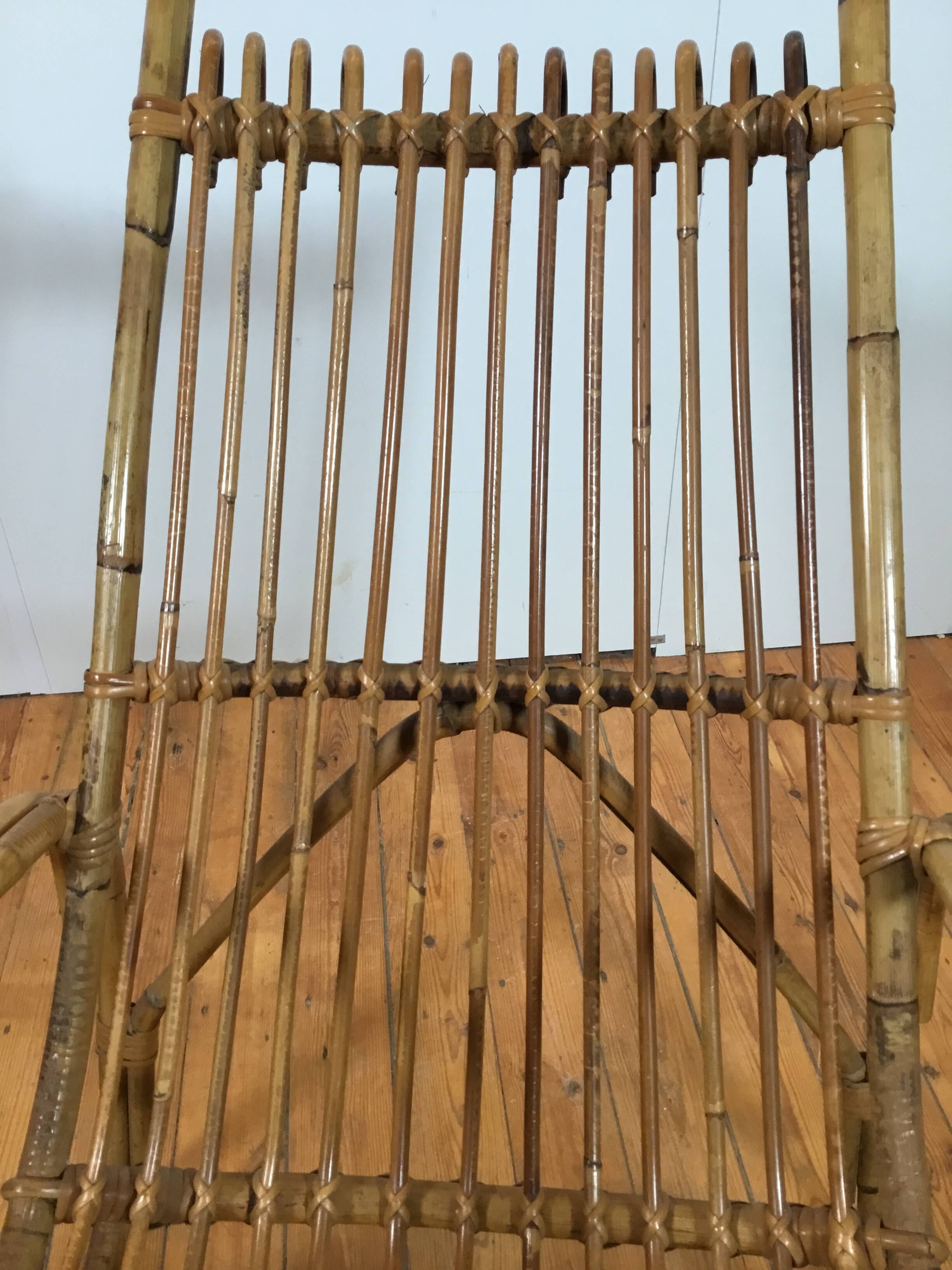 vintage italian rattan lounge chair