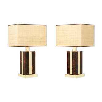 Pair of Italian lamps brass parchment
