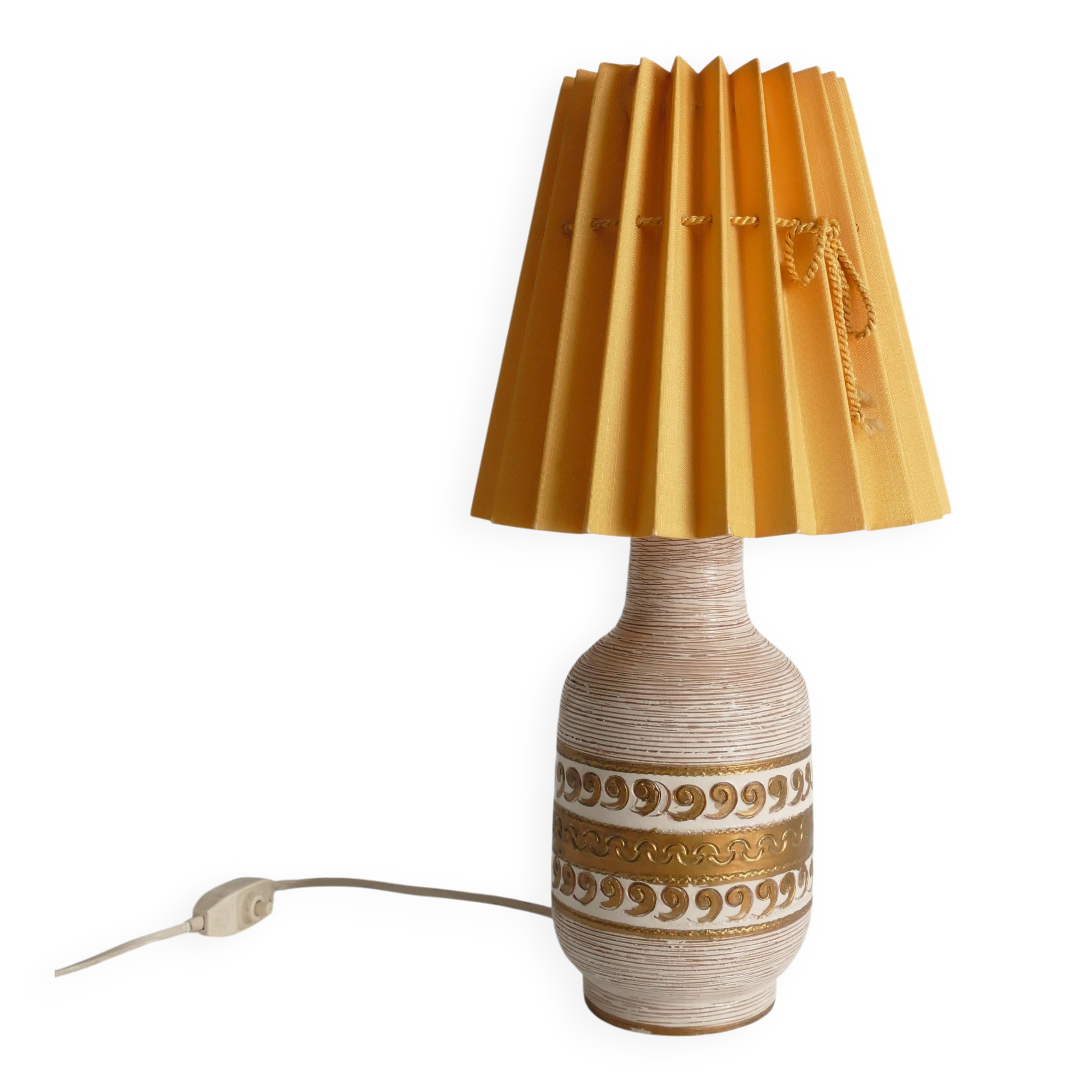 White and Gold Ceramic Table Lamp by Fratelli Fanciulacci, Italy 1970's