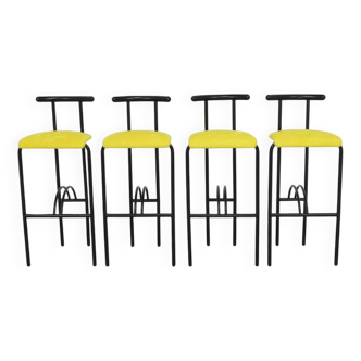 4x Postmodern Barstool in Memphis Style, 1980s