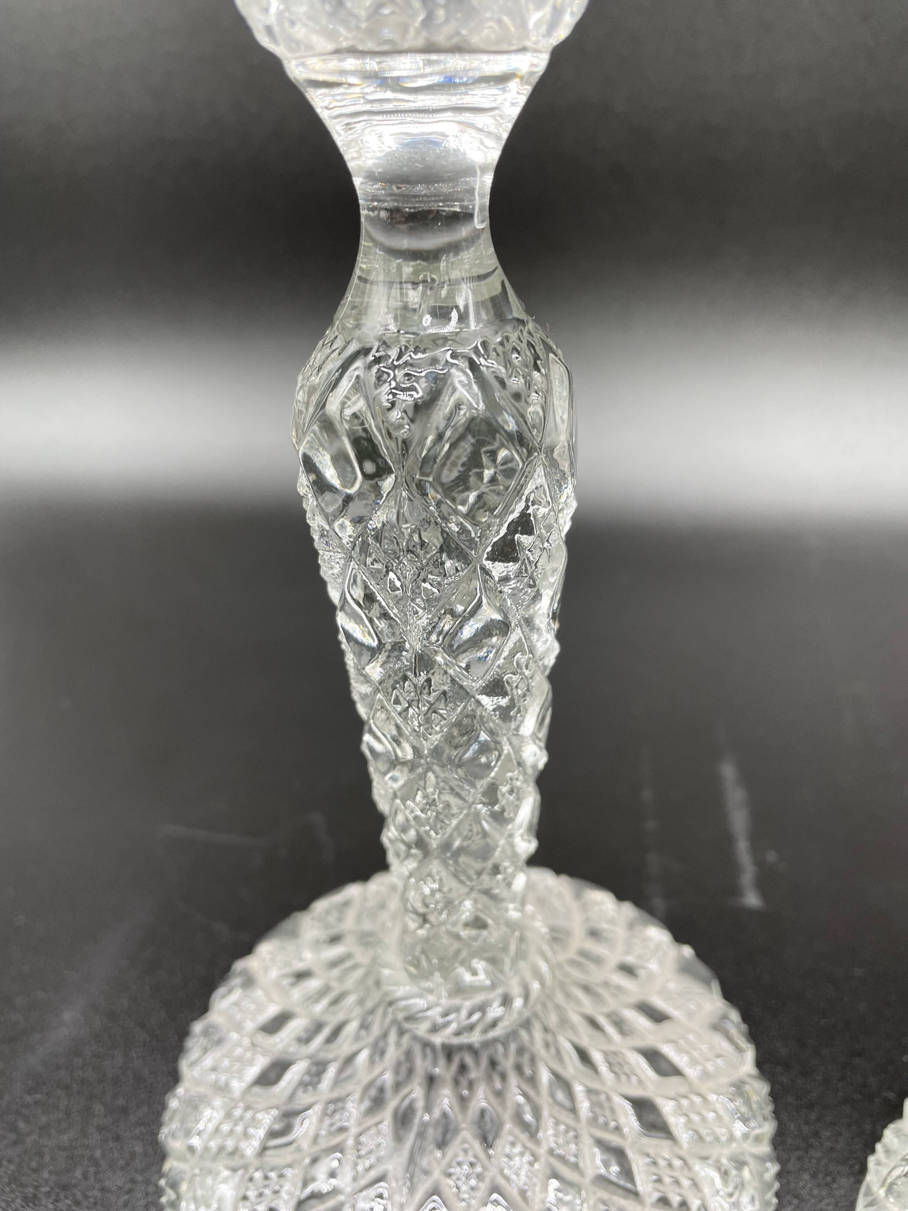 Pair of candlesticks, cut glass