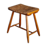 Tabouret style scandinave en paille et bois, années 1950