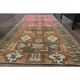 Vintage Turkish Oushak Handmade Wool Cotton Pink Runner Rug 96x242