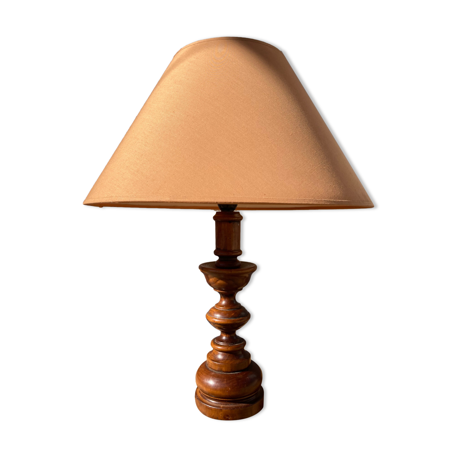 Vintage turned wooden lamp 1960 / 1970