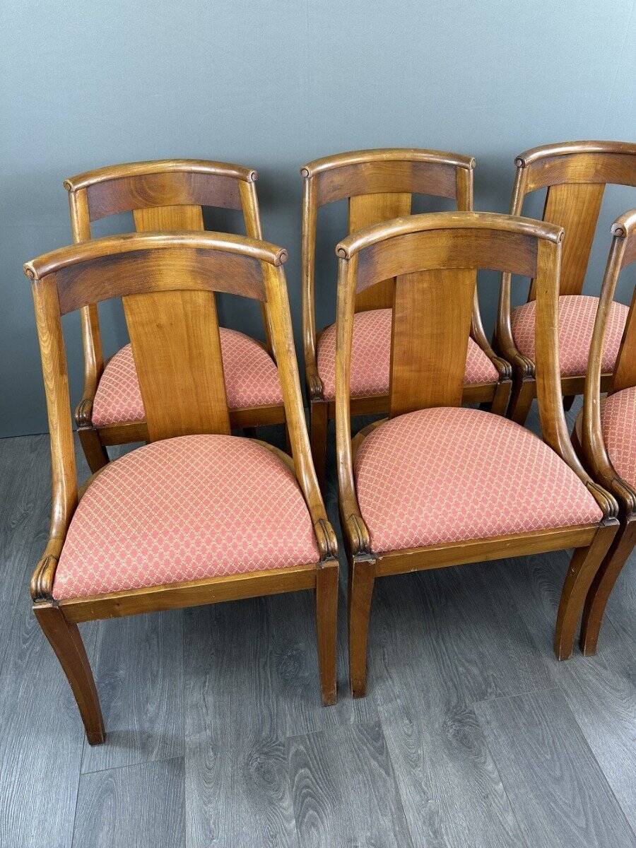 6 chaises gondole style Empire en bois, XXème siècle