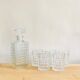 Set five glasses and whiskey decanter in chiseled glass