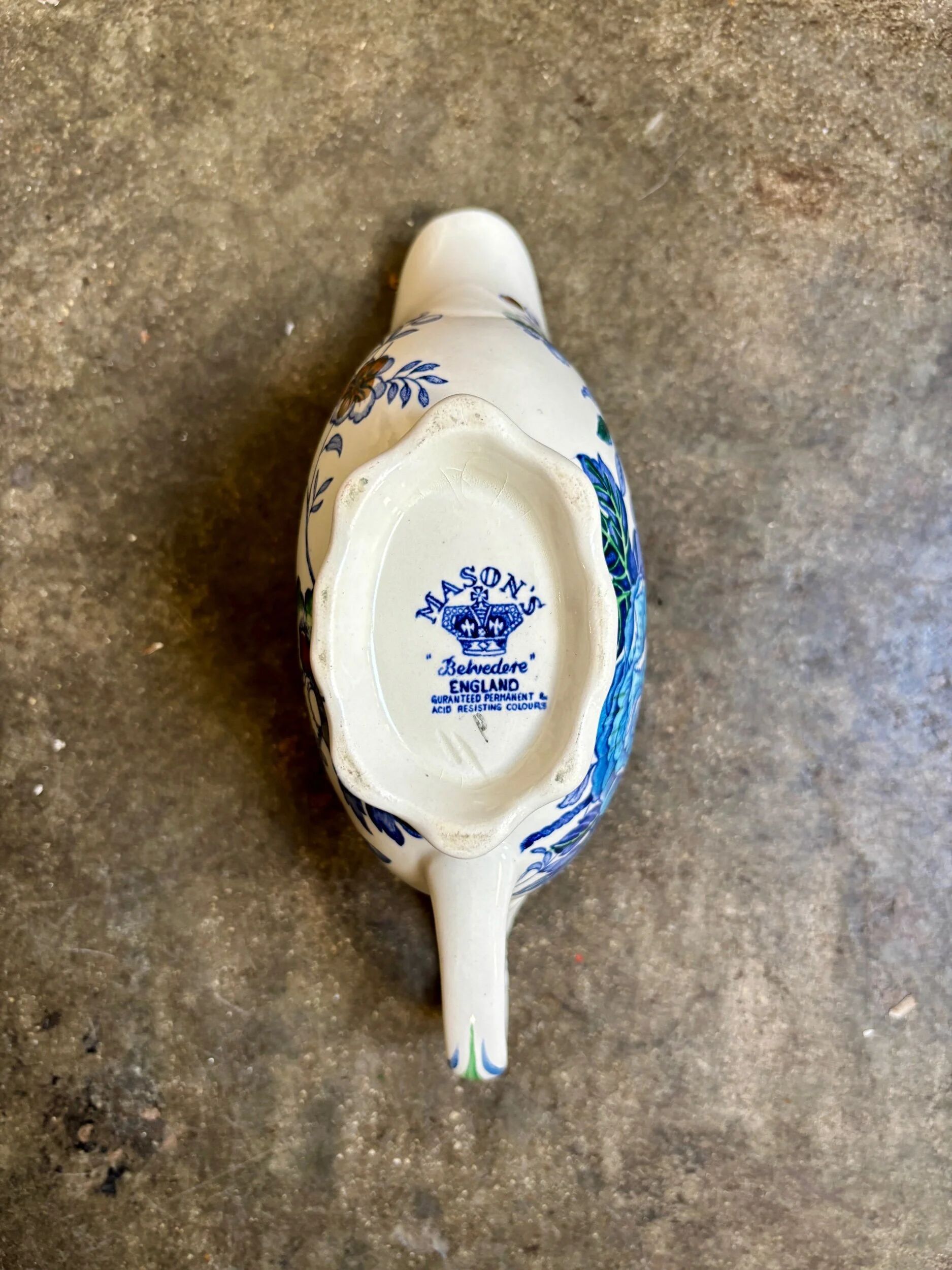 Mason's sauce boat in polychrome ironstone, "Belvedere" service - early 20th century