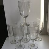 set of 6 large crystal wine glasses engraved early twentieth century