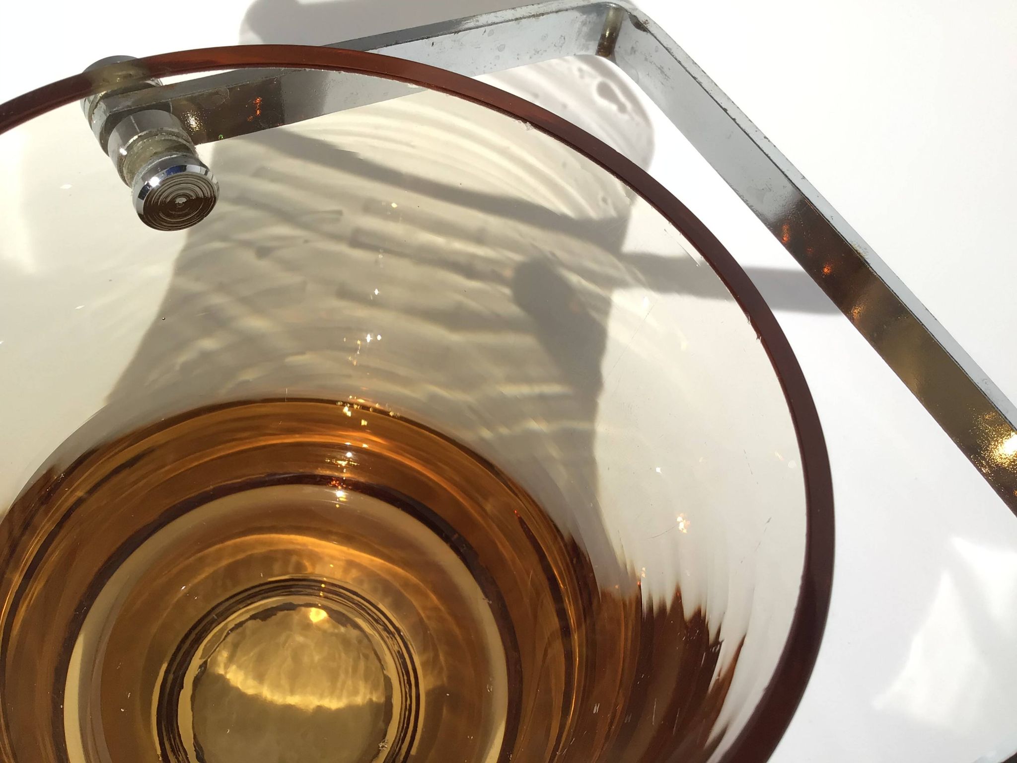 Seau à glaçons verre soufflé ambre 70’s