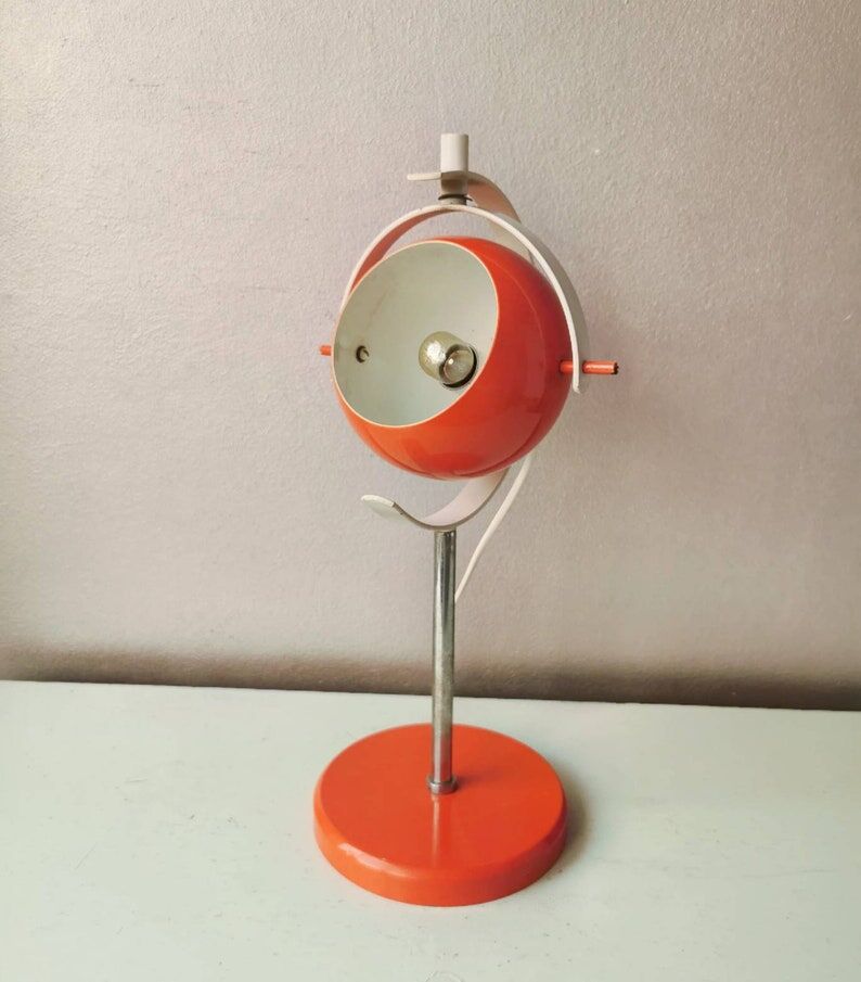 Vintage orange lamp space age, eyeball, 1970