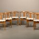 Brutalist Dining Chairs in style of Henning Kjærnulf in Oak and Bouclé