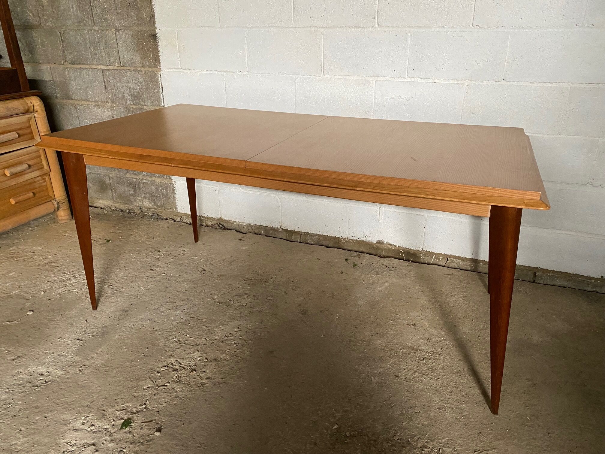 Scandinavian extendable table in light oak and teak 166/202/238x89cm vintage an50