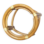 3 x tabourets en bambou avec lacets en cuir / années 70