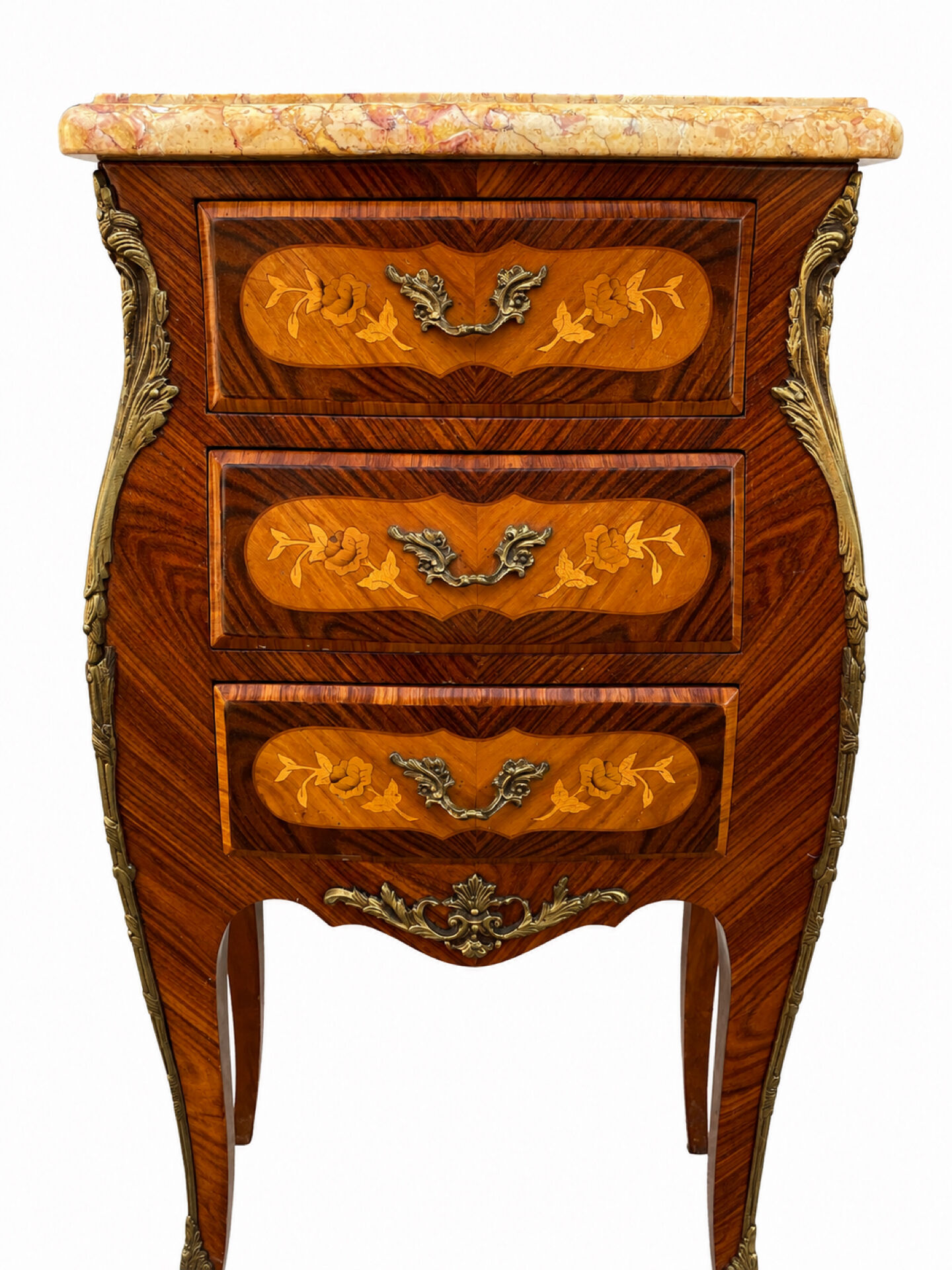 Louis XV bedside tables with floral marquetry