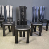 Post modern wooden dining chairs, 1980s - set of 6
