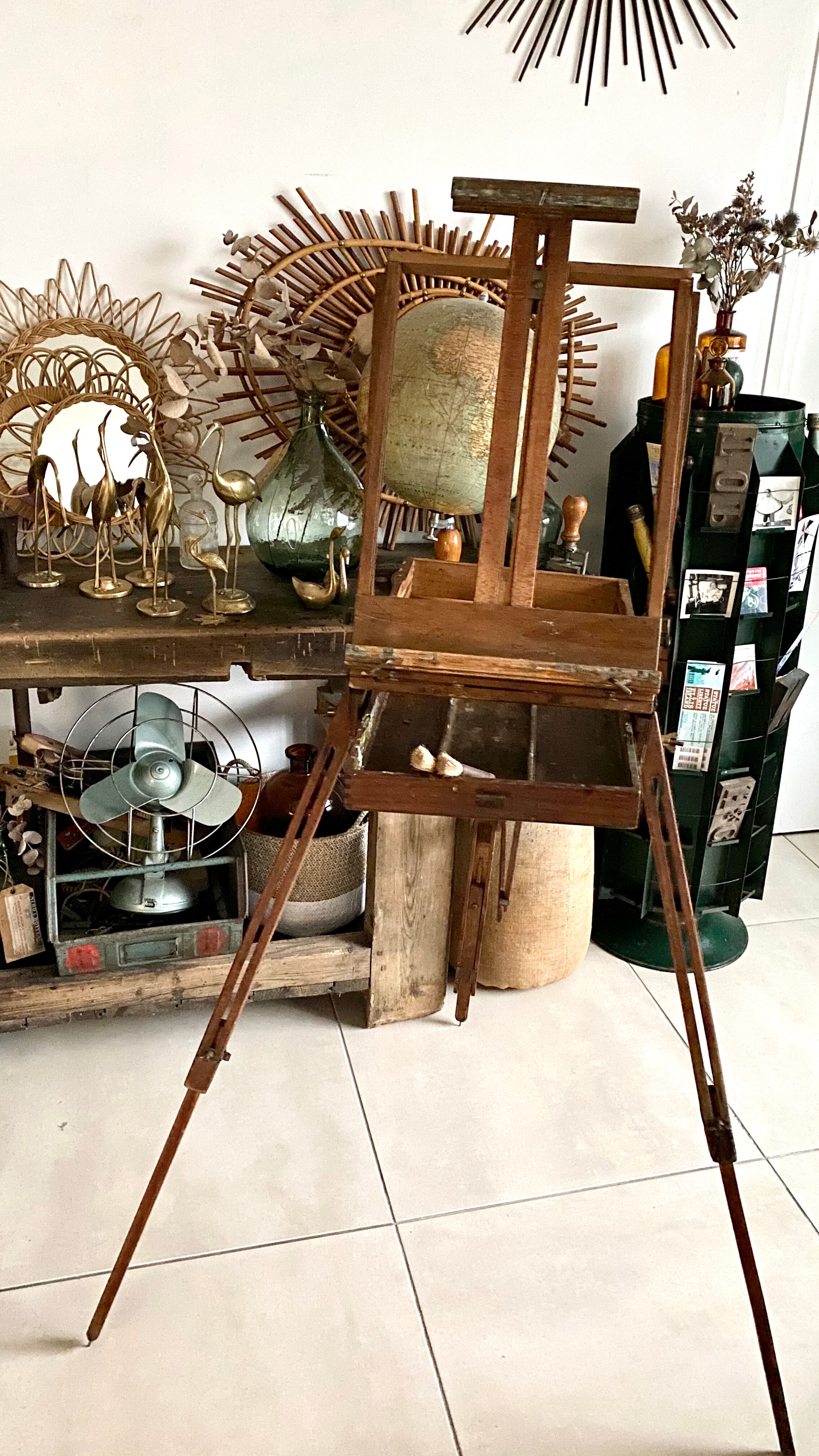 Old collapsible wooden painter's easel