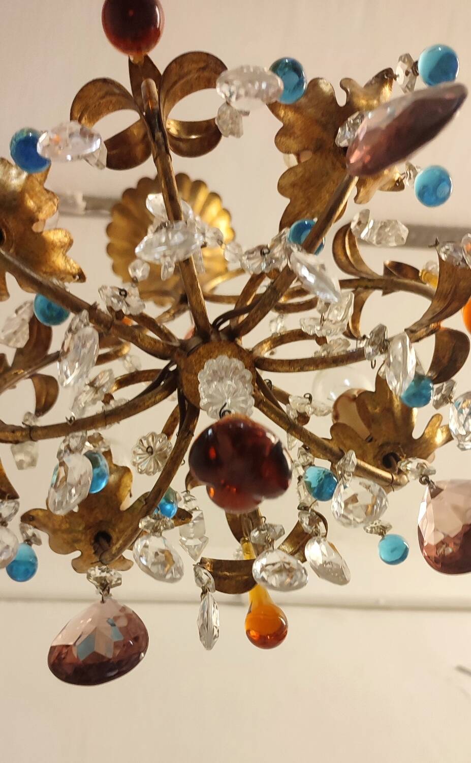 Crystal ceiling lamp. Spain, 1960s.