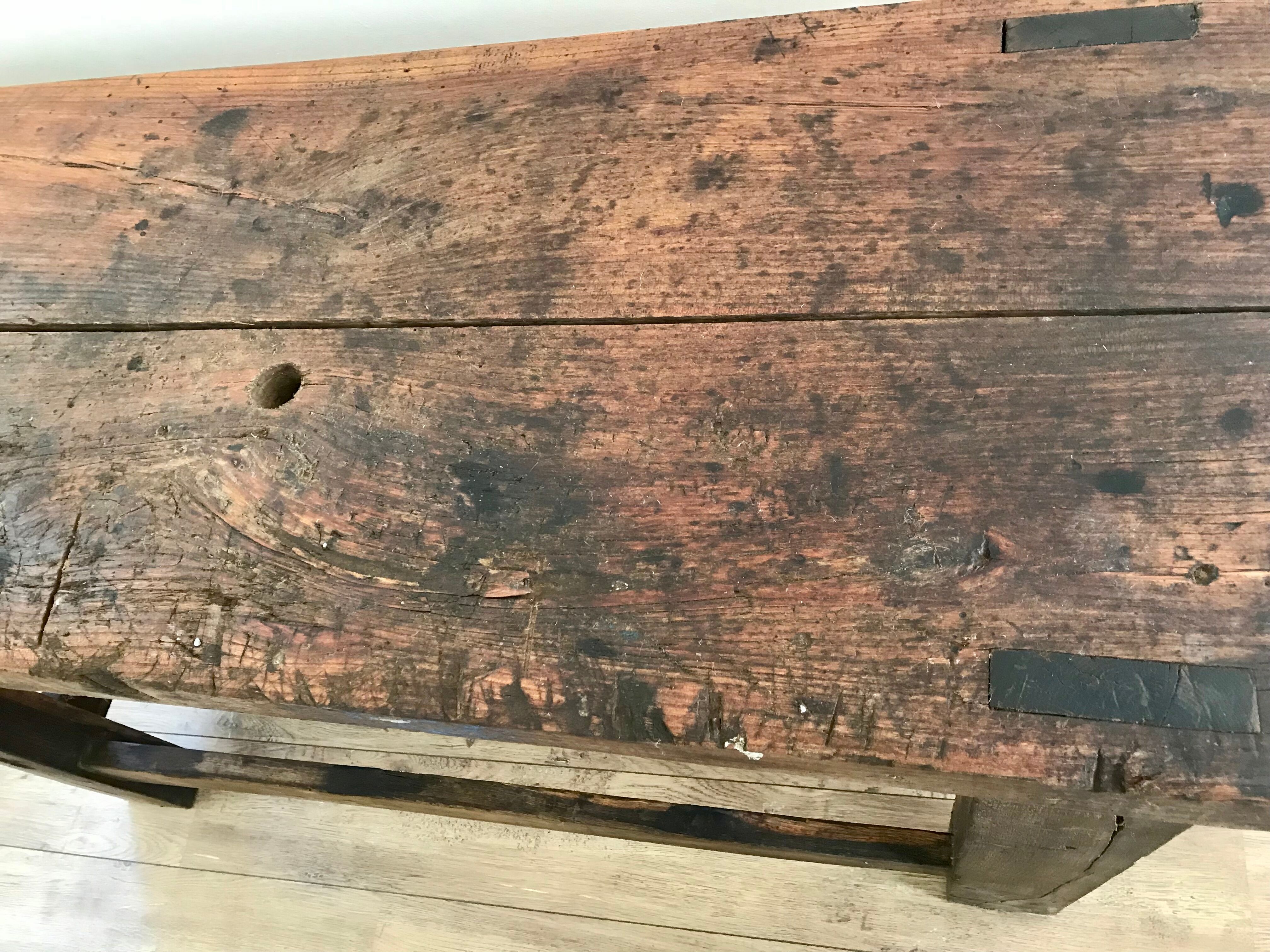 Old solid oak workbench