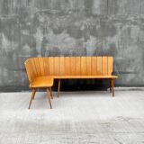 Brutalist corner bench in oak – European design, 1960s/70s
