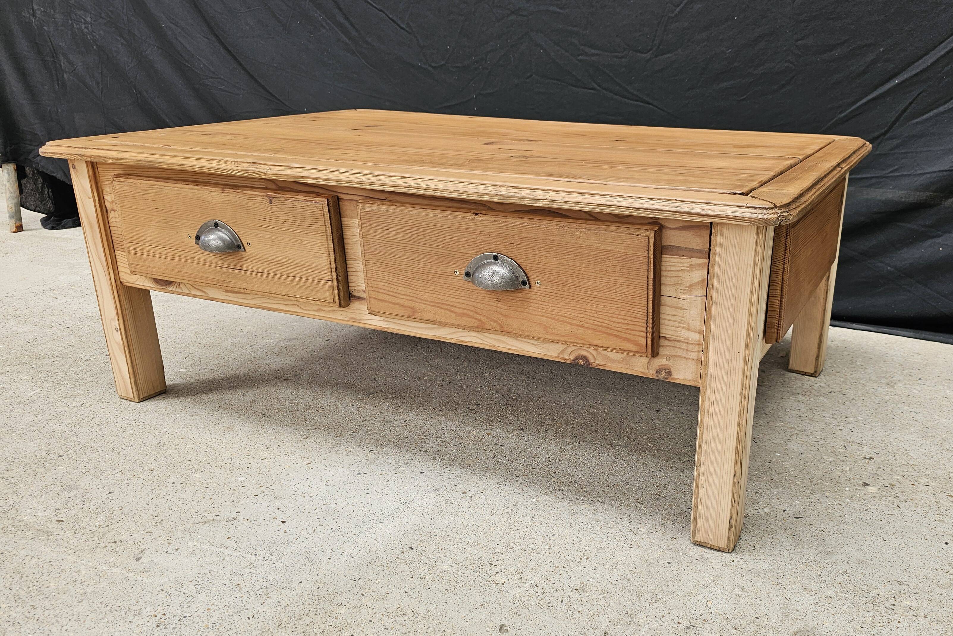 Scandinavian pine 4-drawer coffee table