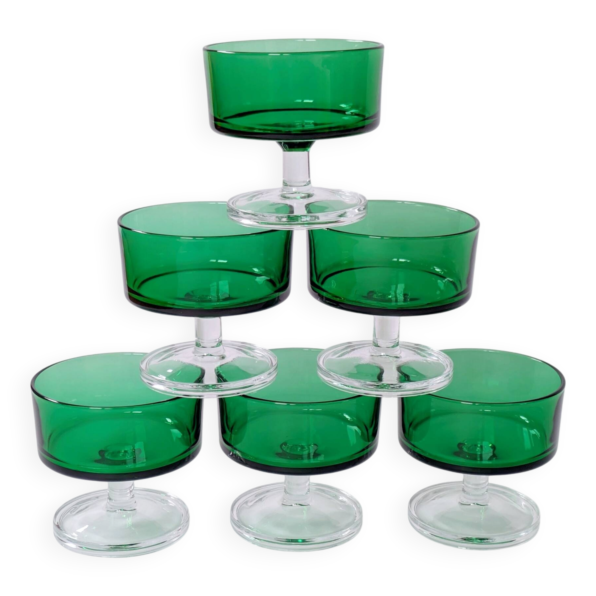 Lot de 6 coupes Luminarc vintage de couleur verte