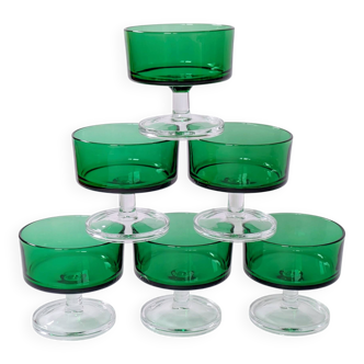 Set of 6 vintage Luminarc green glasses