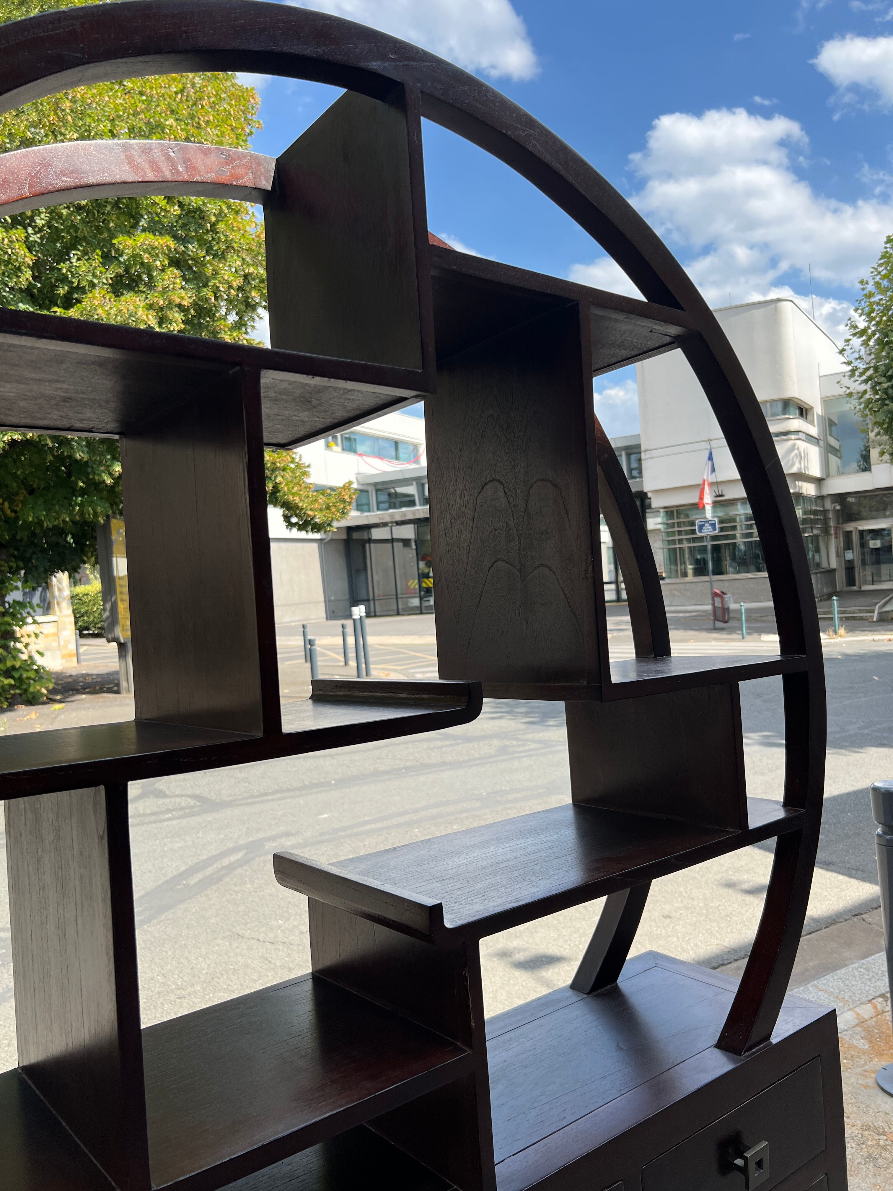 Round galay shelf on bahut sideboard
