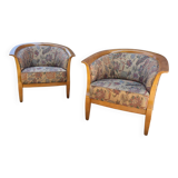 2 x armchair / club chair / floral fabric / 1980s