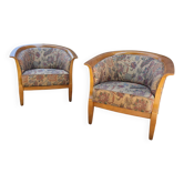 2 x fauteuil / fauteuil club / tissu fleuri / années 1980
