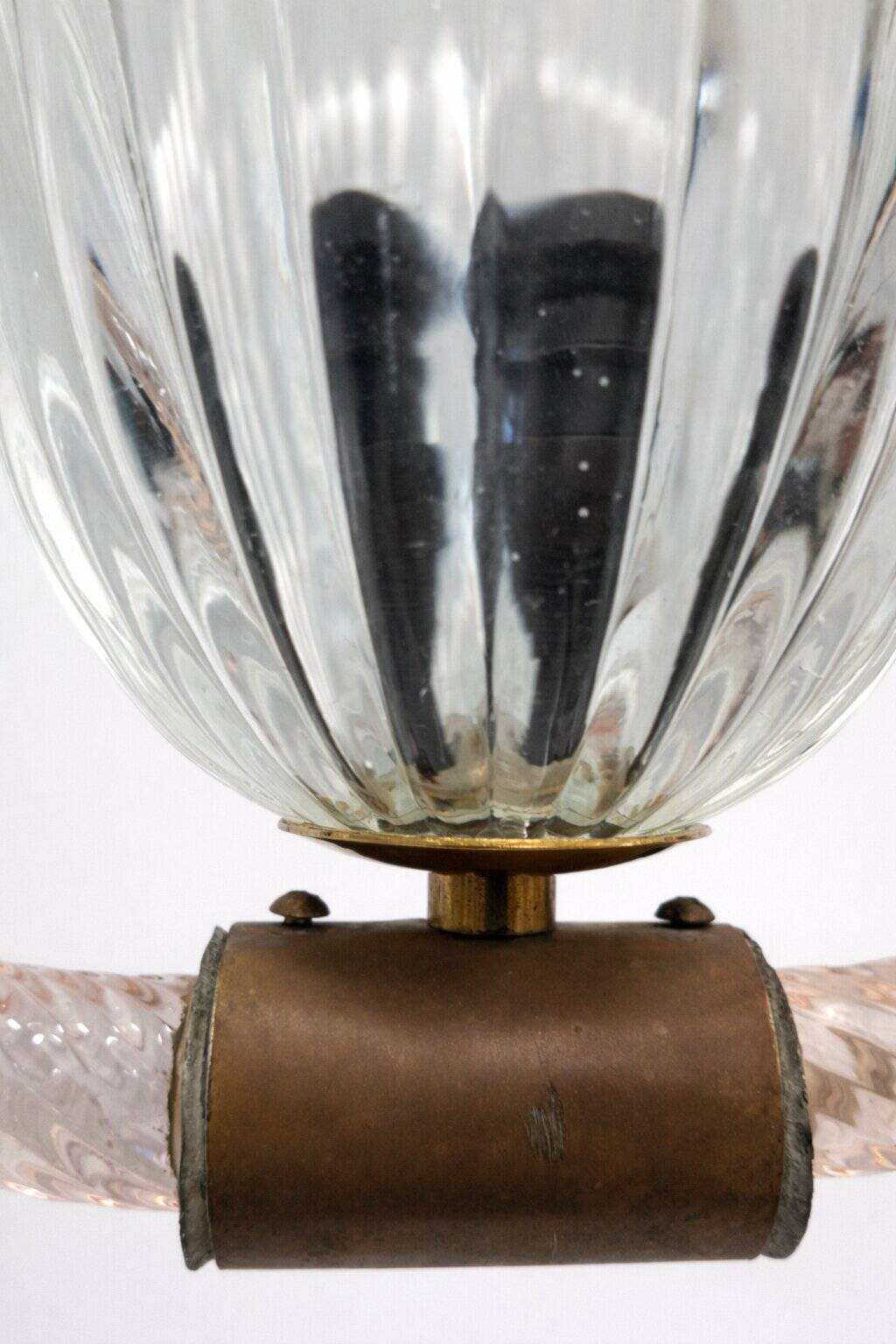 Art Deco Chandelier attributed to Barovier & Toso, Murano Glass, 1940s