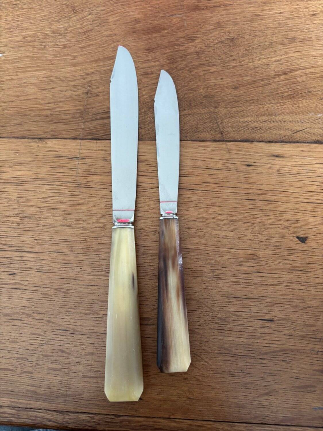 Service of 24 classic knives with natural bone handles - original case from 1950.