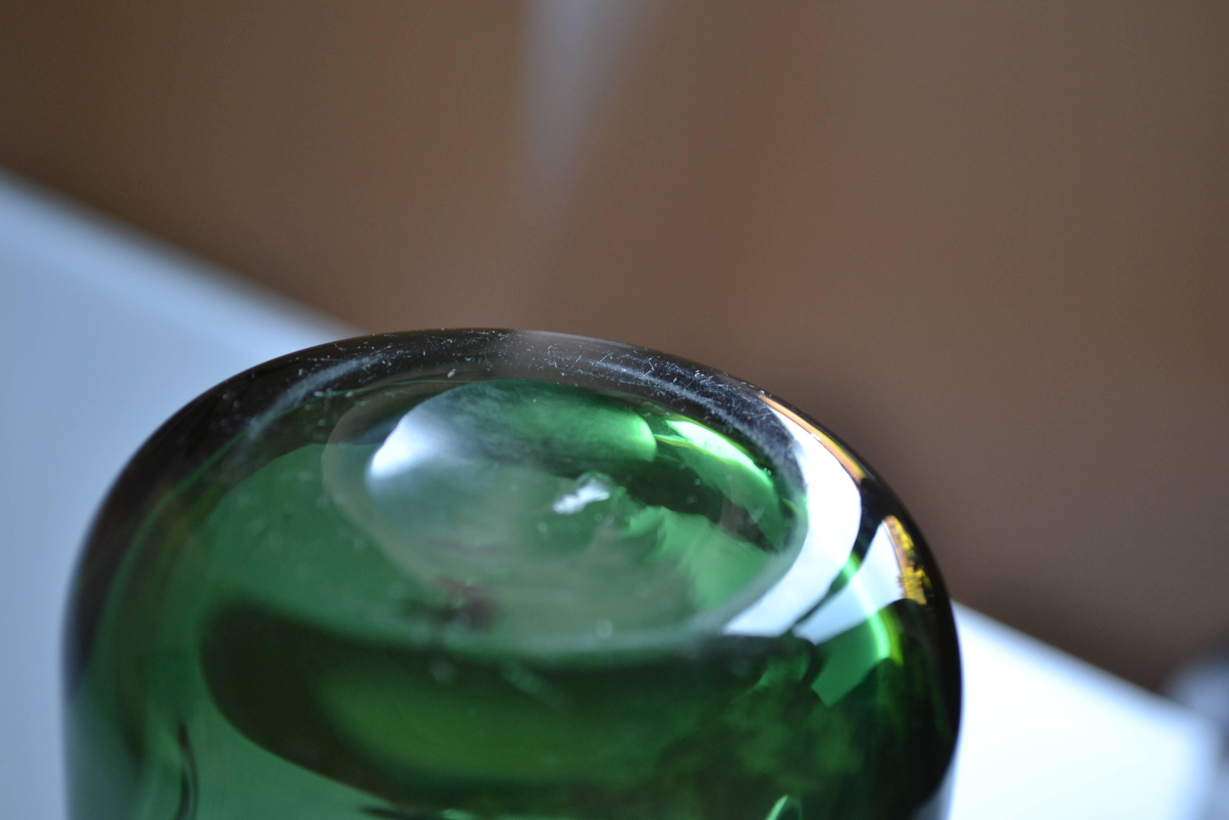 green glass vase Murano or Empoli Italy 1960