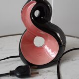 Lamp foot in pink and black ceramic design Vallauris 70s
