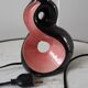 Pied de lampe en céramique rose et noire design Vallauris années 70