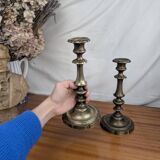 Pair of Louis XV Style Bronze Candlesticks, Late 19th Century