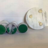 Trio of marble candle holders with stand