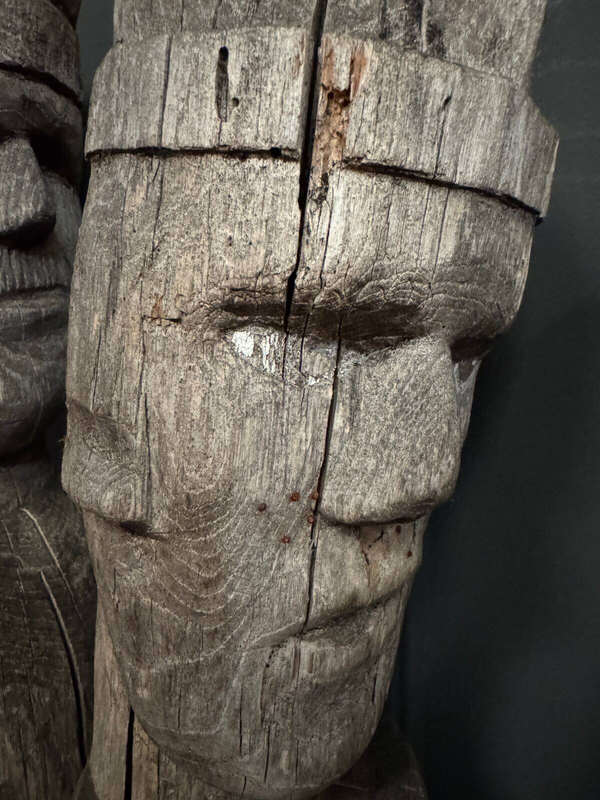 3 wooden folk art totems representing the three wise men, mid-20th century