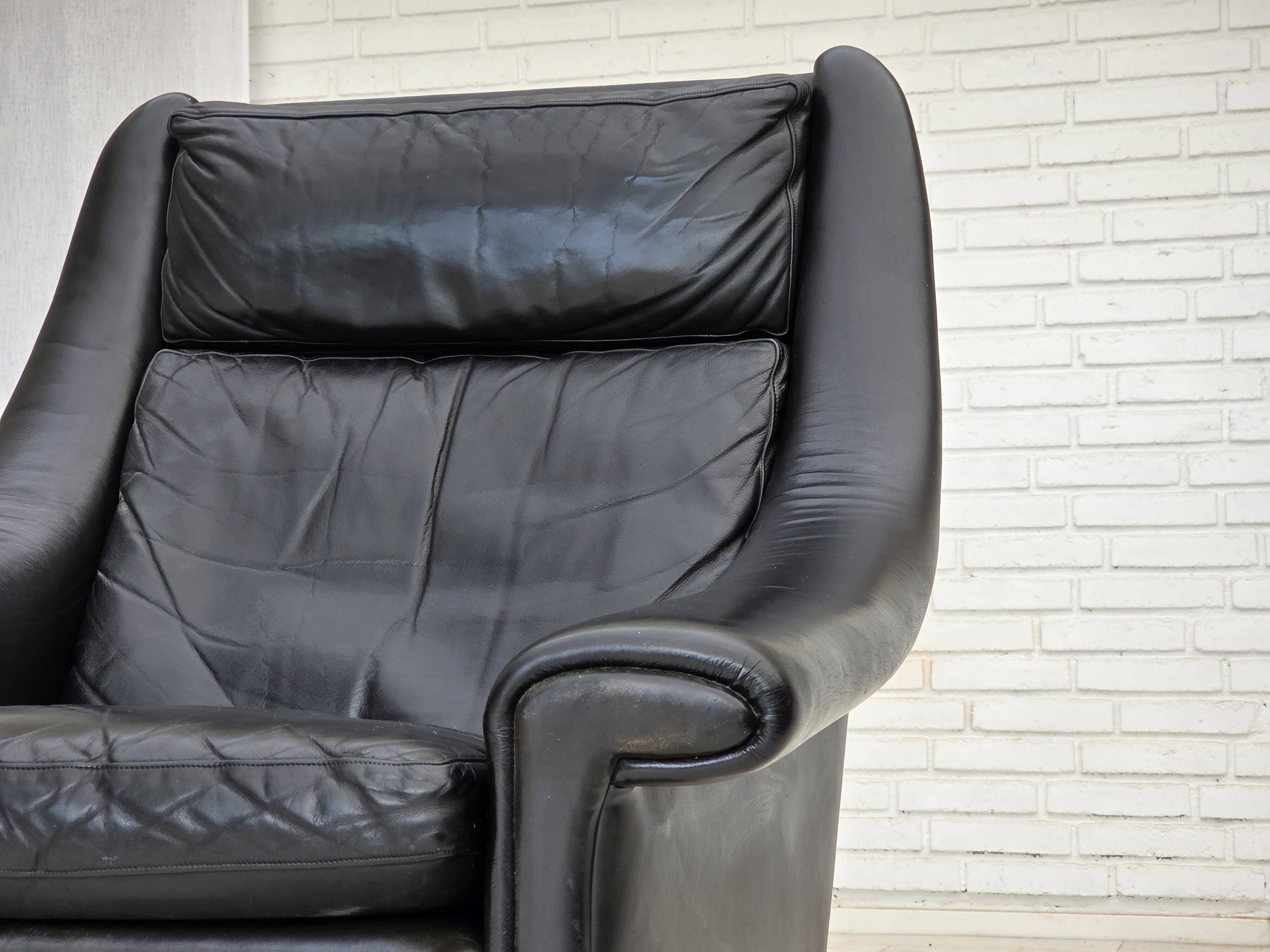 1960s, Danish highback armchair by Aage Christensen, furniture leather.