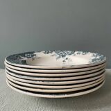 Series of 8 Marie-Louise soup plates, Moulin des Loups and Hamage