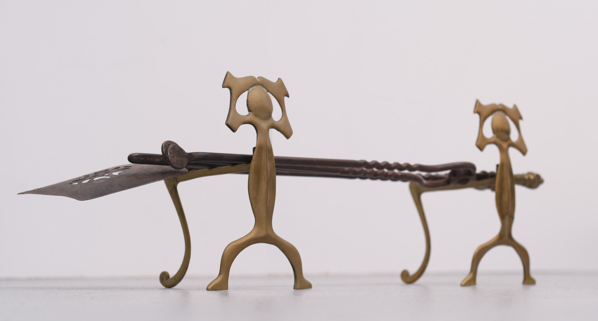 19 Century, Brass Fire Place Tools, Dutch