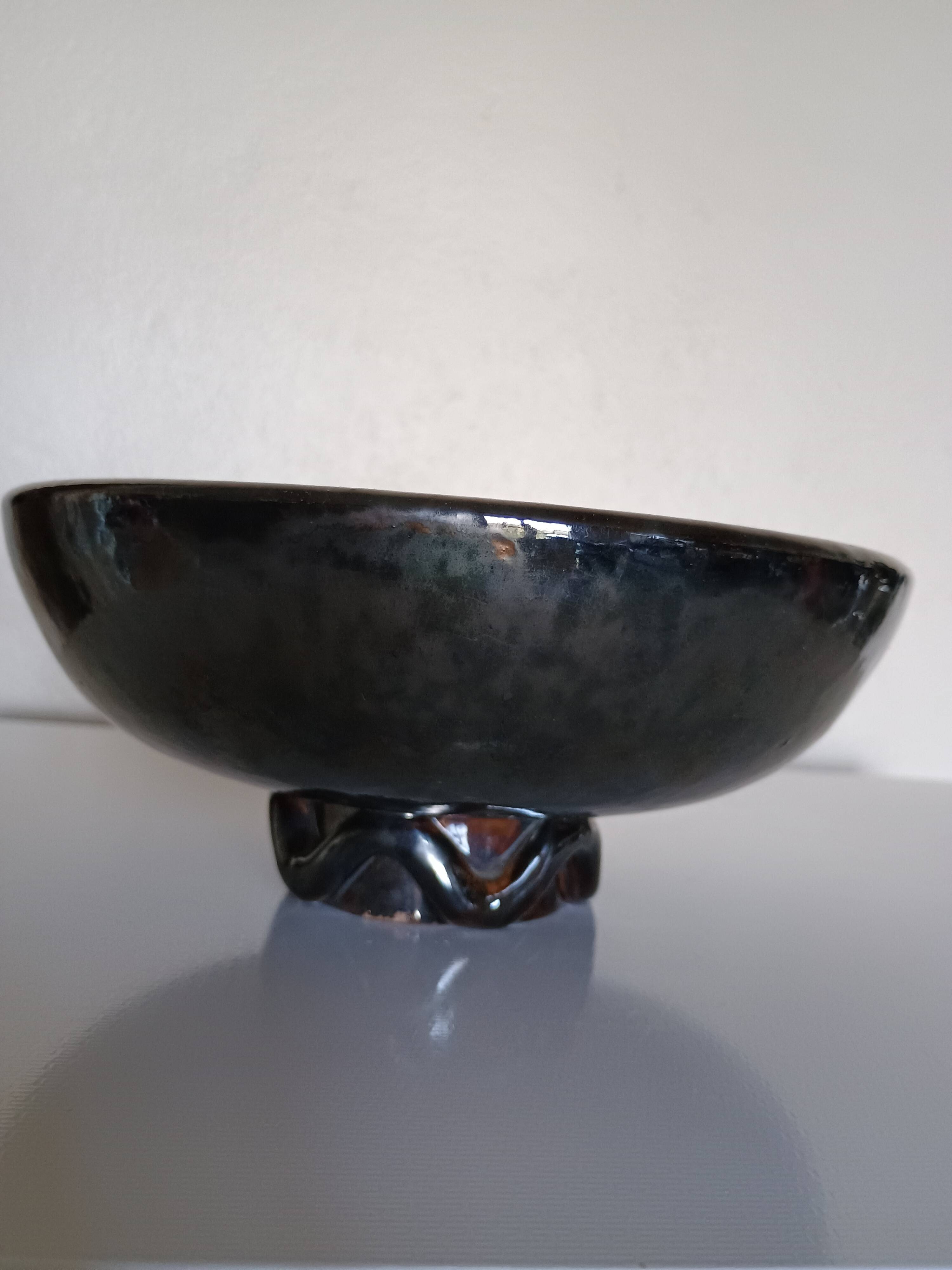 Jean Bacus (1885-1952) - Petite coupe grès glaçure noire JB Vallauris