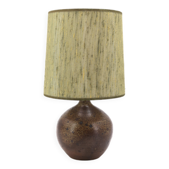 Stoneware lamp by Michel Dumont, green lampshade, 1970s