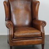 especially comfortable wingback chair made of sheepskin leather, stunning colors