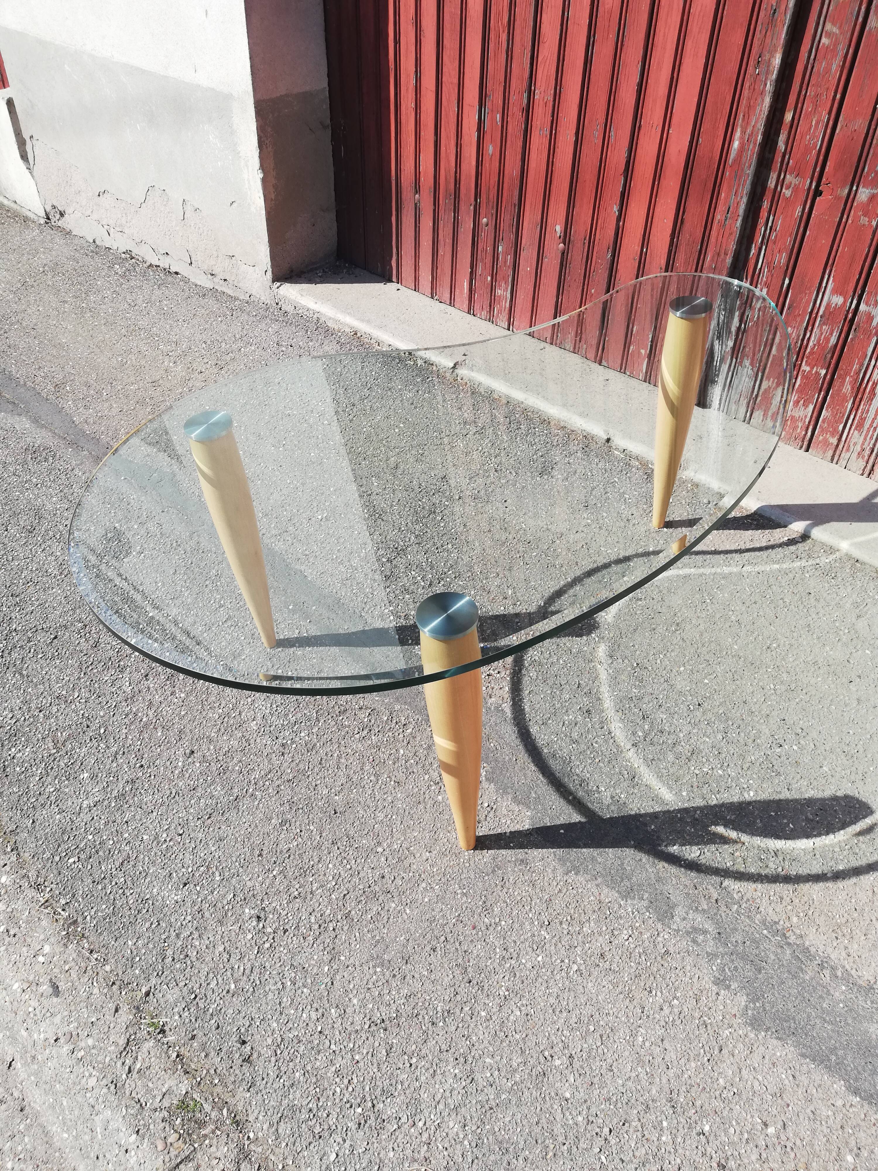 Table basse vintage bois et verre