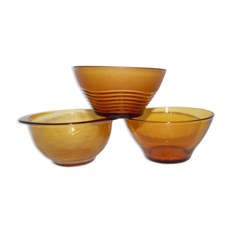 Set of 3 mismatched Duralex bowls