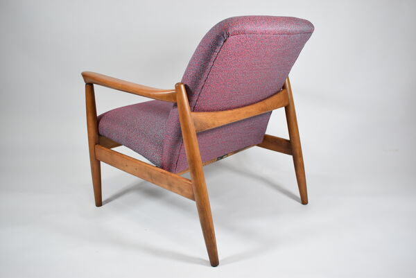 Fauteuil original GFM-64, années 1960, designer E. Homa, bleu orange violet