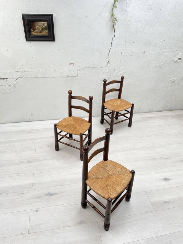 Chaise en hêtre et paille