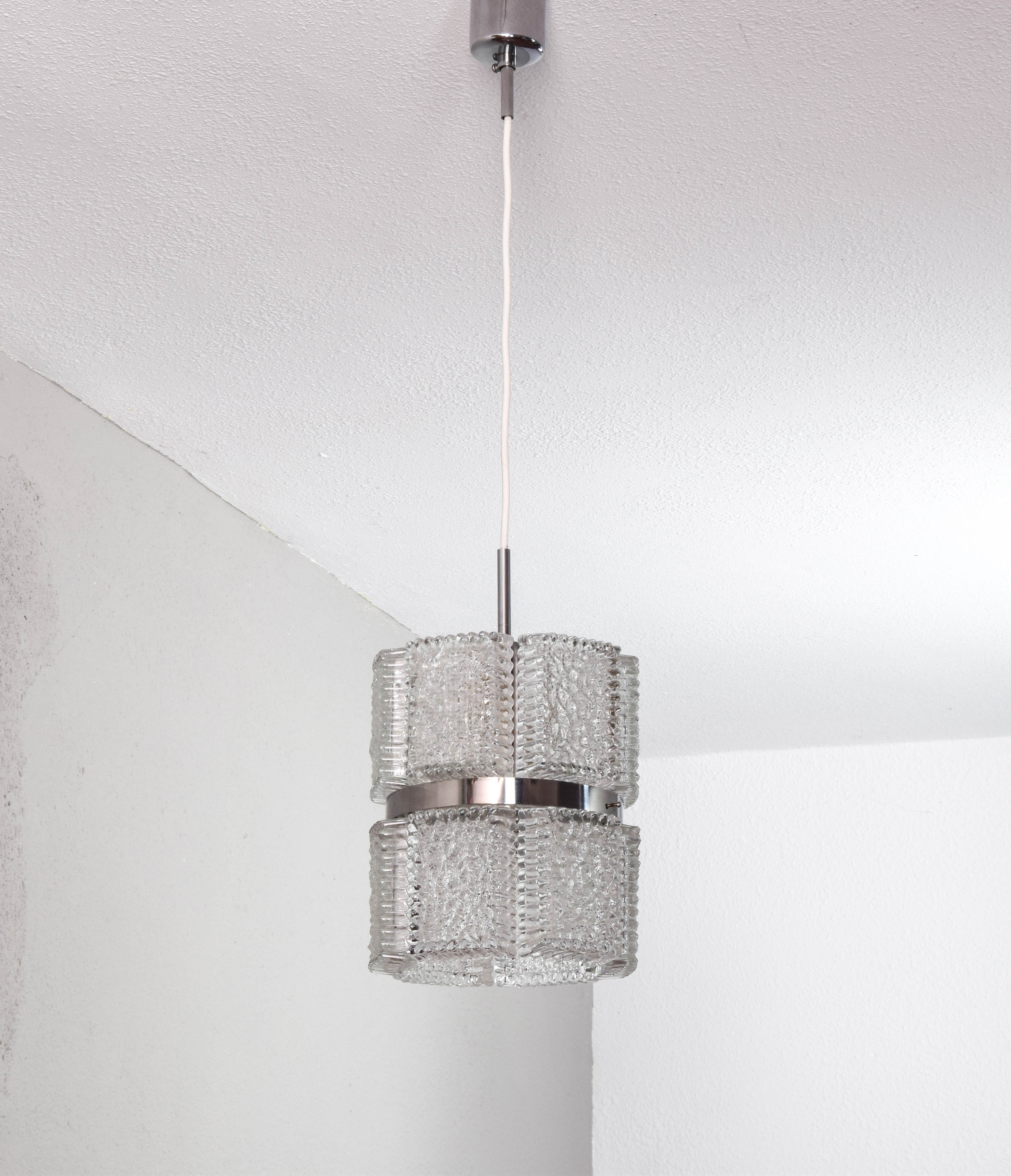 Mid Century Modern Textured Crystal Kaiser Chandelier , Germany 1960