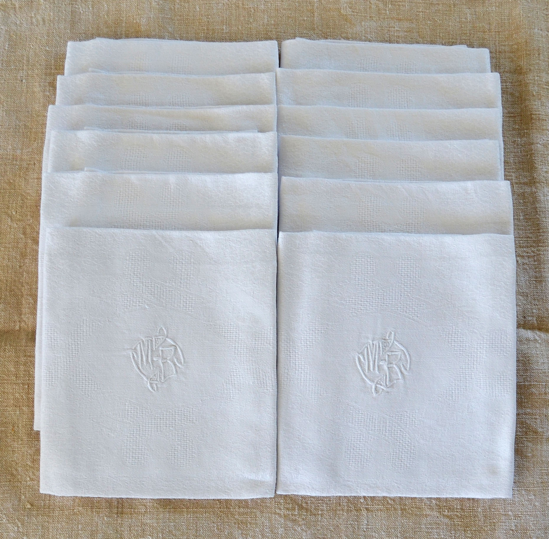 Set of 12 hand-embroidered napkins